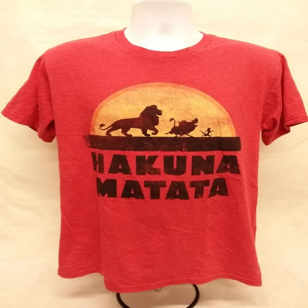 Men's Medium Disney Lion King Short Sleeve Red Crew Neck T-Shirt